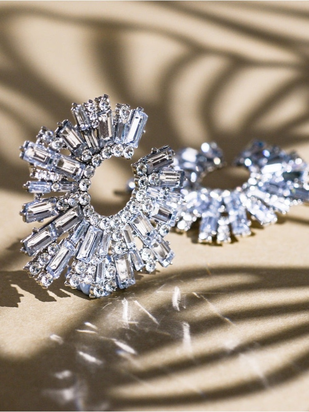Crystal Burst Statement Earrings - Silver